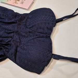 Navy Blue Lace Summer Dress - S